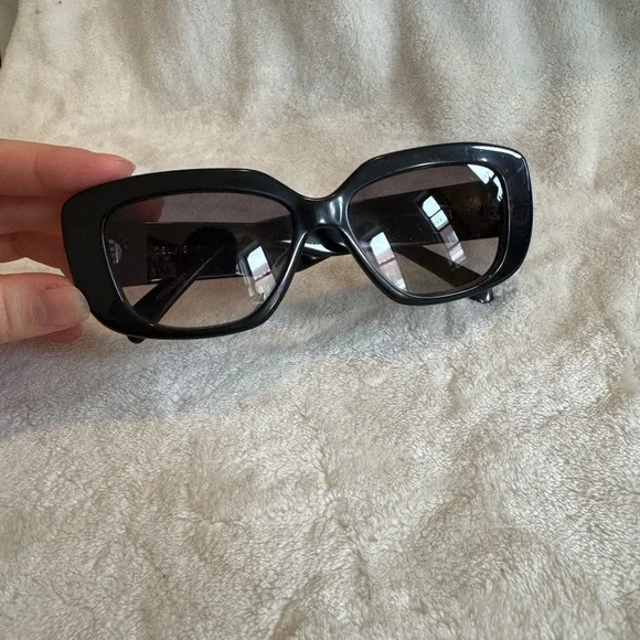 Celine Black Rectangular Sunglasses with Accessories - Picture 3 of 5